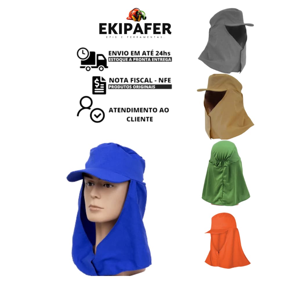 BONE SOLDADOR ARABE EM BRIM 100% ALGODÃO PROTEÇÃO DA CABEÇA E SOL CA50464.