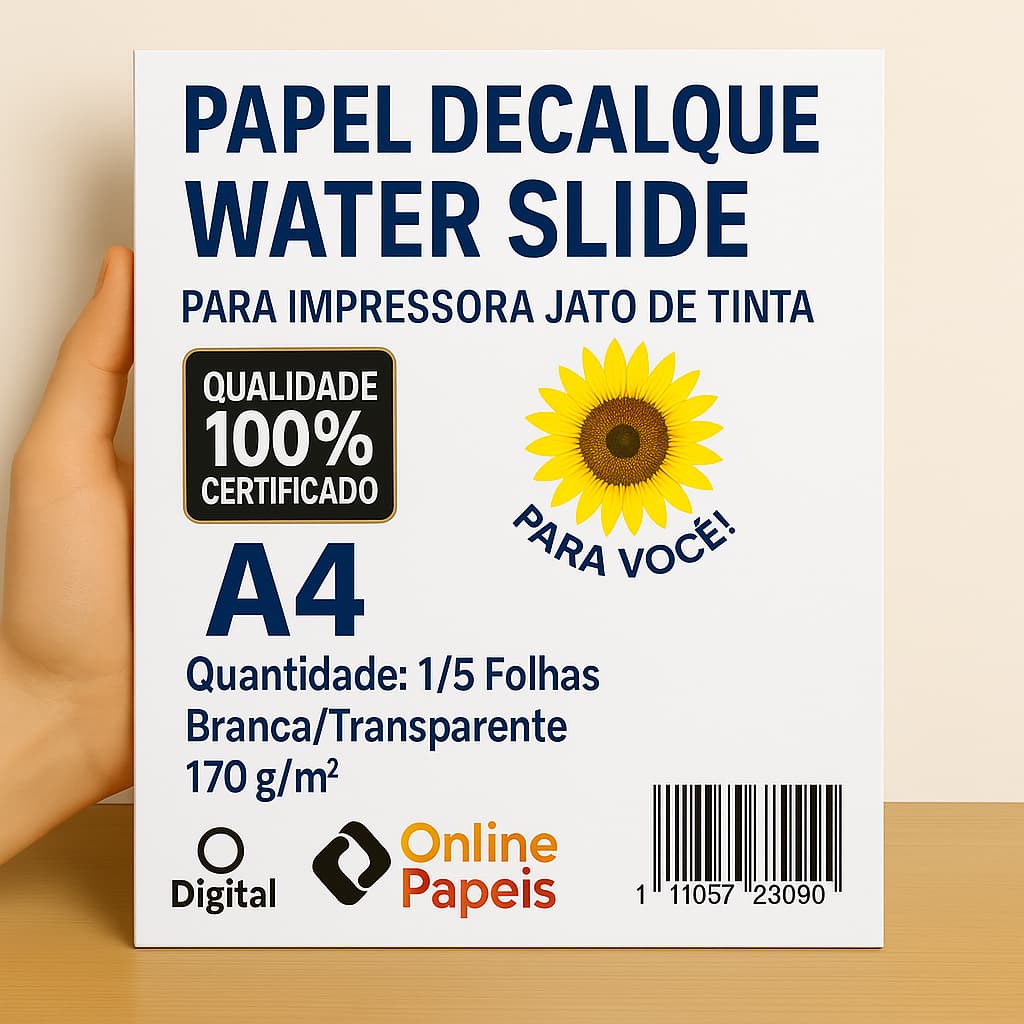 Papel Gomado Decalque Waterslide Toboágua Jato Tinta 1 ou 5 Folhas - Crie kit Incríveis!