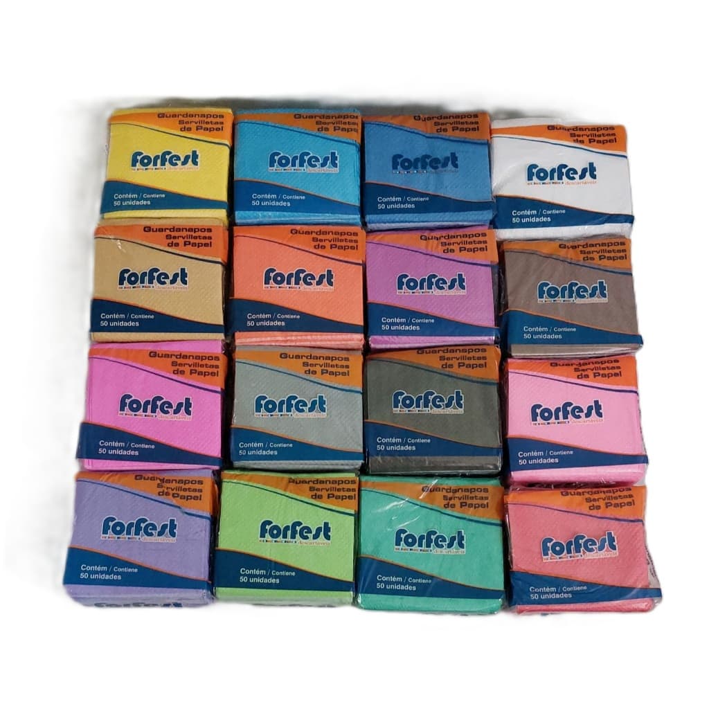 Kit  200 Guardanapo de Papel 20x22 cm varias cores para festas e decoração