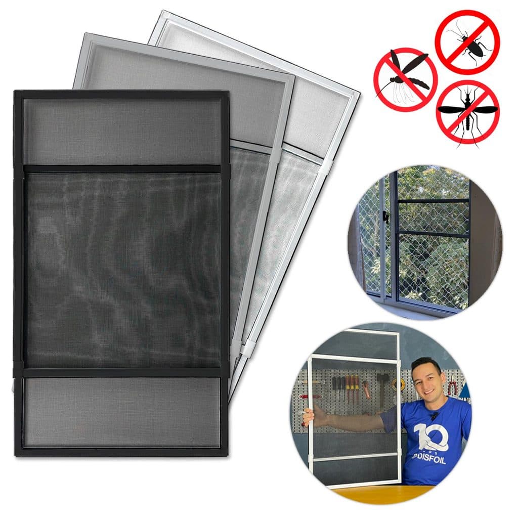 Tela Mosquiteira De Encaixe Regulável Para Vãos De Janelas 50Cm X 70Cm Até 134Cm Branca Cinza Preta