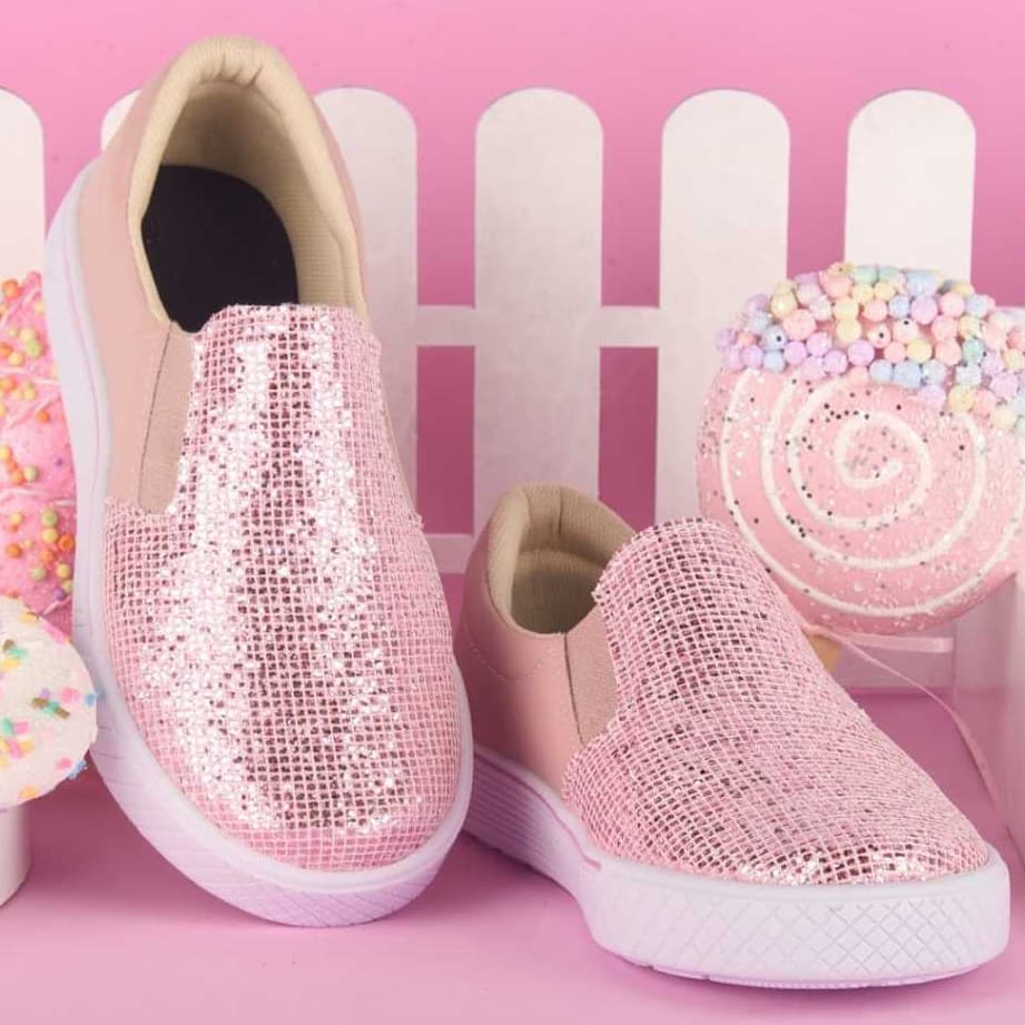 Tênis Sapatênis Infantil Menina Glitter Confortável leve feminino calce facil