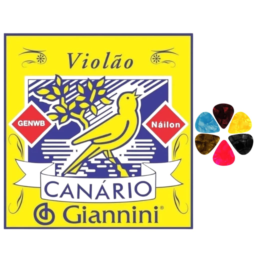 Cordas para Violao encordoamento Giannini Nylon Canario Genw com Palheta Brinde GENW