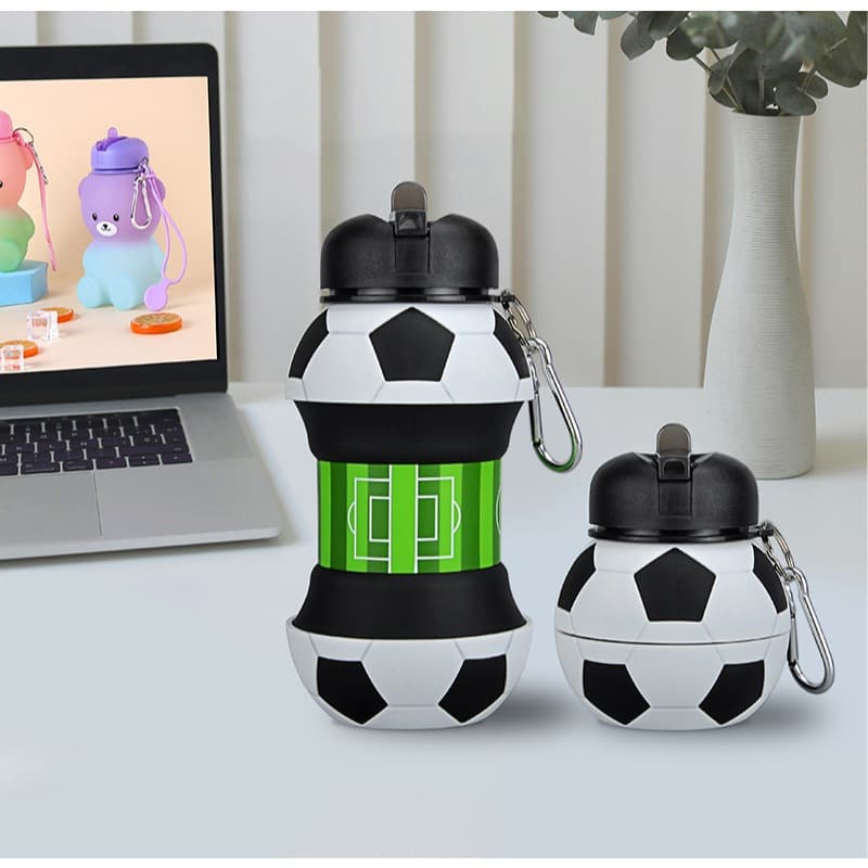 Garrafa Silicone Retrátil Dobrável Portátil Bolas De Futebol garrafa de Esportes 550ml