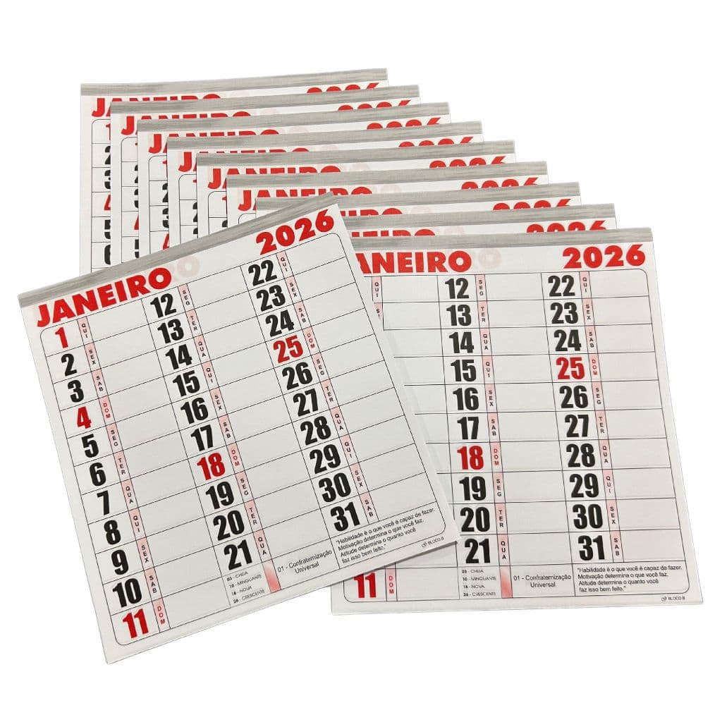 10 Calendários Kit Bloco Agenda 21x22 Folhinha Refil Planner