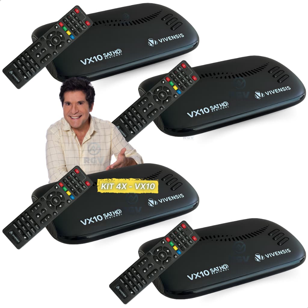 Kit 4x Receptor Vivensis VX10 Sathd Regional Nova Antena Parabólica Digital Sky Claro