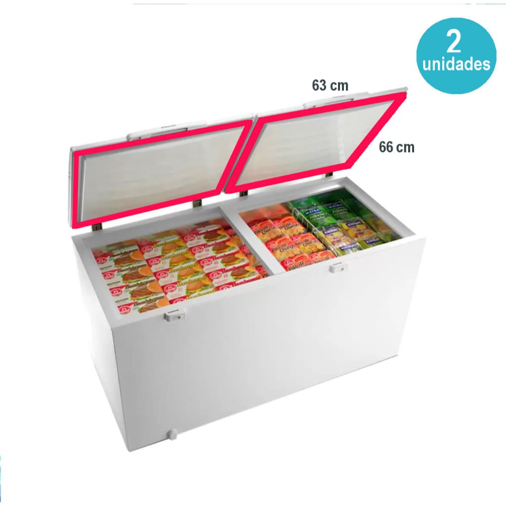 Kit 2 Borracha Gaxeta Electrolux H400 Para Refrigerador Freezer Horizontal 63x66