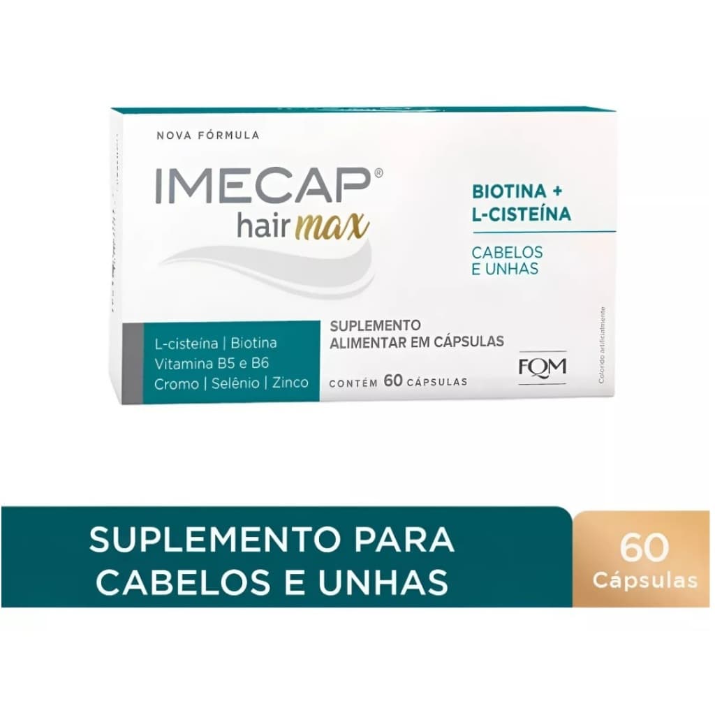 Colágeno Imecap Hair MAX Com 60 Cápsulas, Cabelos e Unhas - FQM