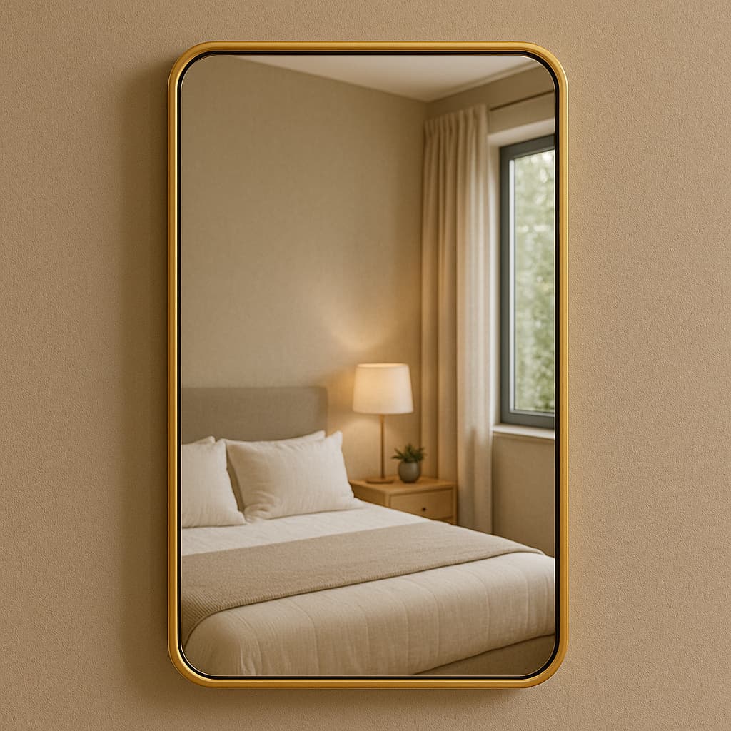 Espelho Retangular Lopazzi 70x50cm Decorativo Sala Quarto Banheiro Moldura em Alumínio