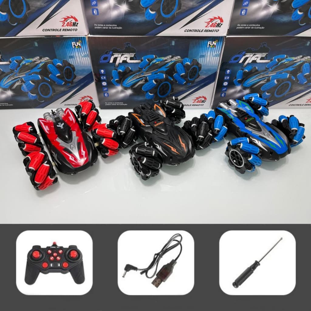 Carrinho Controle Remoto Drift Gira 360 Manobras Radicais Com Luz De Led Presente Diversão Garantida