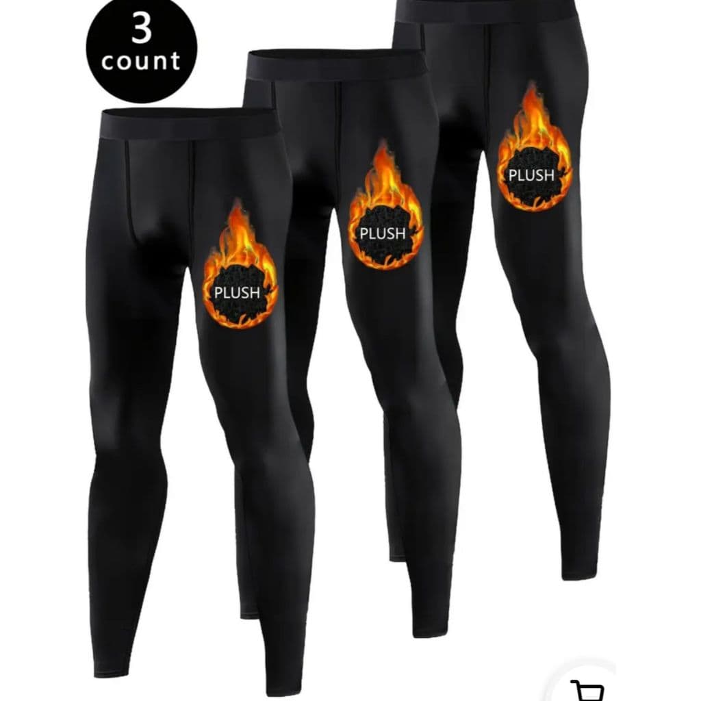 Kit com 3 Meia Calça Térmica Masculina Grossa Calça Leg Peluciada Forrada por Dentro Calça Térmica