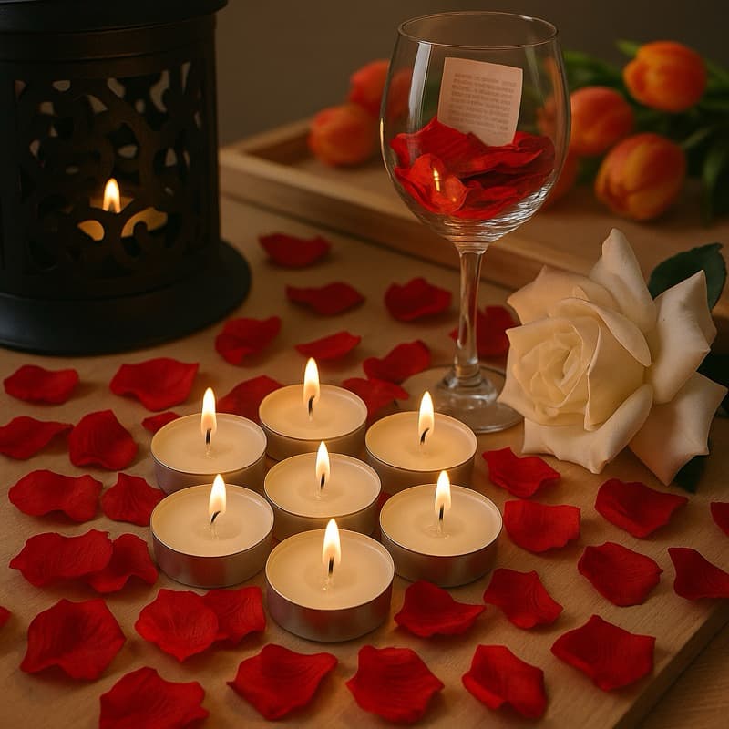 Kit 500 Pétalas Artificiais Vermelhas + 20 Velas Rechaud