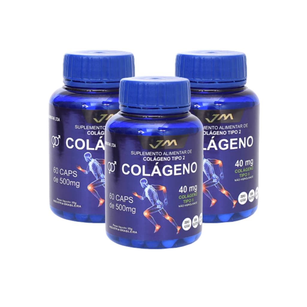 Colágeno Tipo 2 40mg 180 Capsulas  3 Potes JmSuplemento