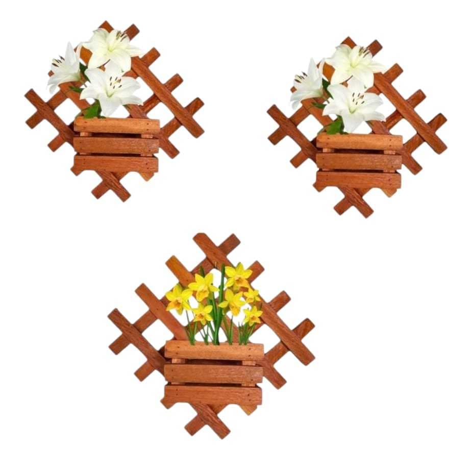 Floreira 40x40 madeira jardim vertical para orquídeas kit 3