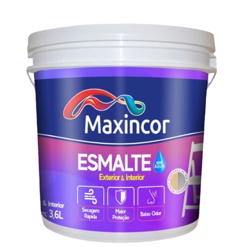 Tinta Esmalte Base D'Agua Metais E Madeiras Brilhante 3,6lts Cores