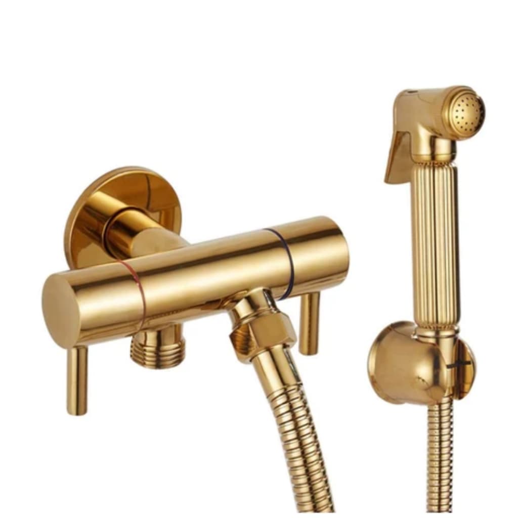 Ducha Higiênica Dourado/Prata/Preto Metal Inoxidavel Com Registro Duplo Alta Pressão