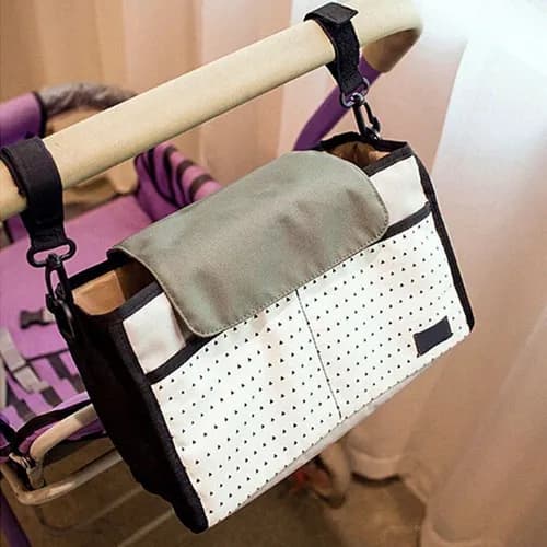 Organizador Bolsa Carrinho Bebê Mamadeira Cinza Maternidade Passeio