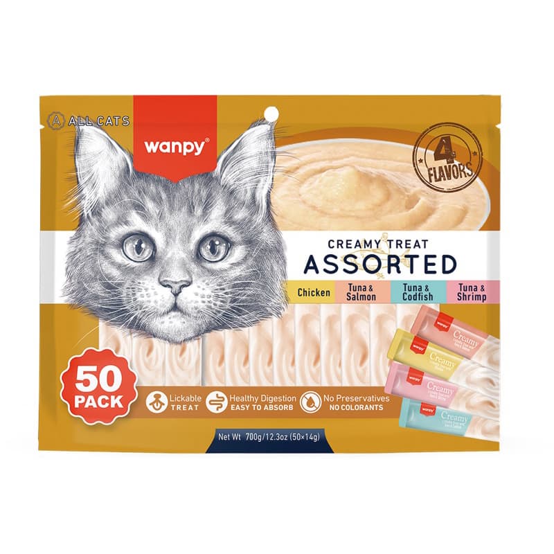 Creamy Wanpy Petisco Cremoso Para Gatos 14gx50 Tubos 700g Sabor Sortidos Truly