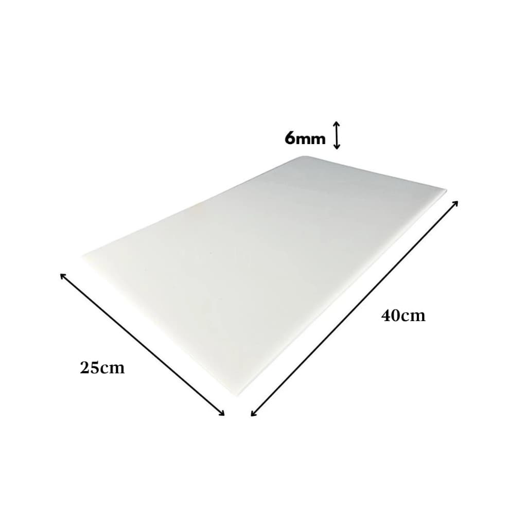 Tábua de Carne Plástica Branca Polietileno 40x25cm 6mm