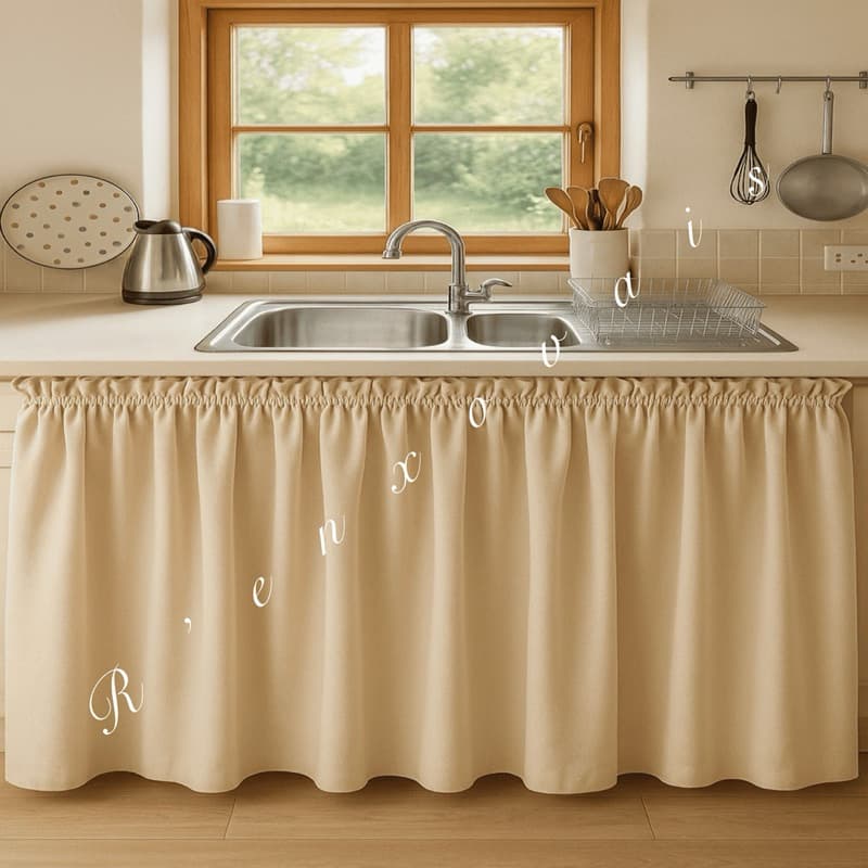 Cortina de Pia Cozinha 1,40 x 0,80 Passante Frufru - Decoração