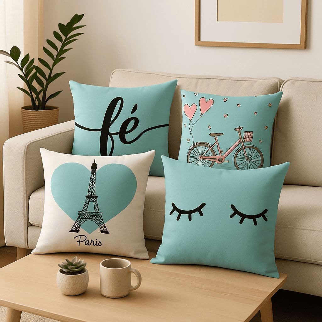 Kit 4 Capas De Almofada Modern Print 45X45 Estampas Variadas Decorativas  Salao Quarto Escritorio