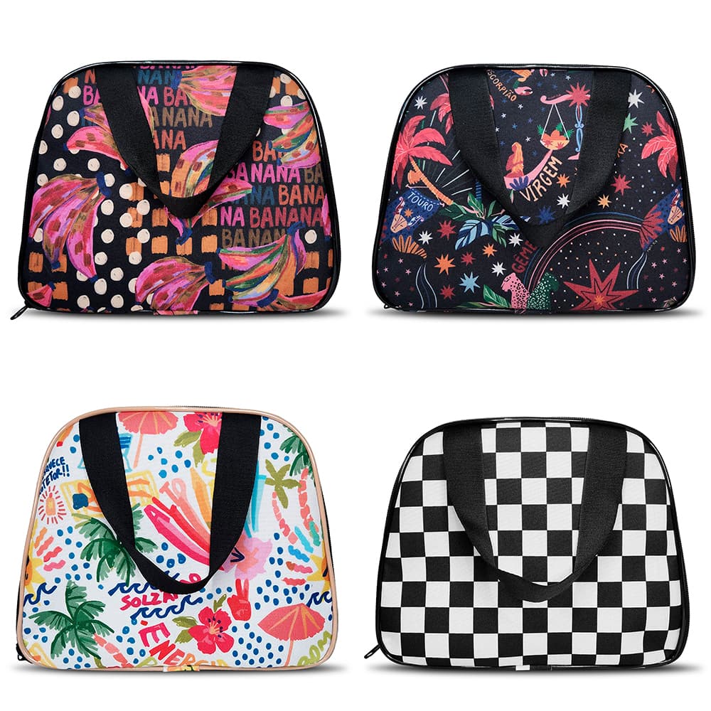 Bolsa de Mão Mala Com Alça Handbag Média Estampada Maleta Porta Objetos Portátil