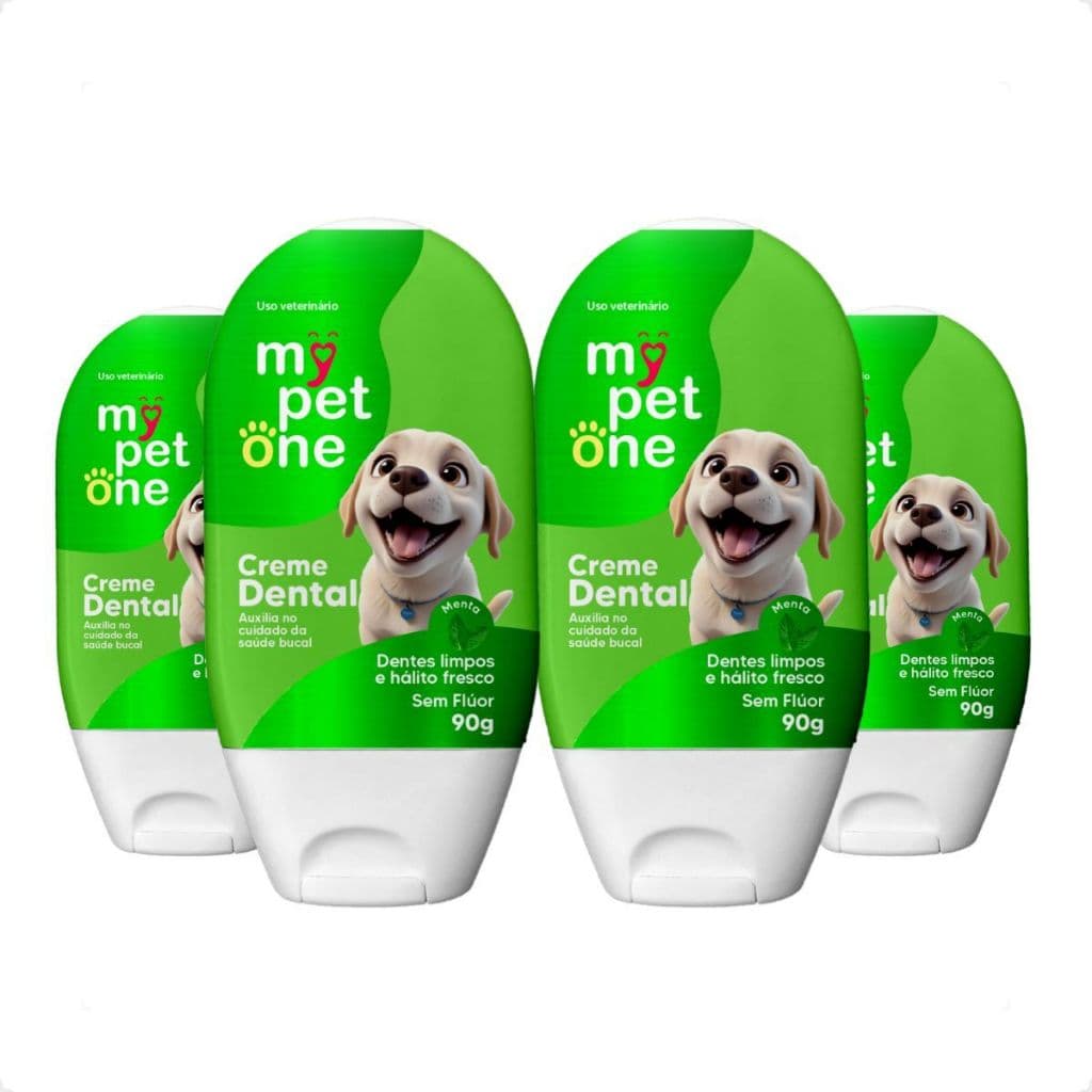 Kit 4 Creme Dental Menta para Cães e Gatos Mypetone - 90g