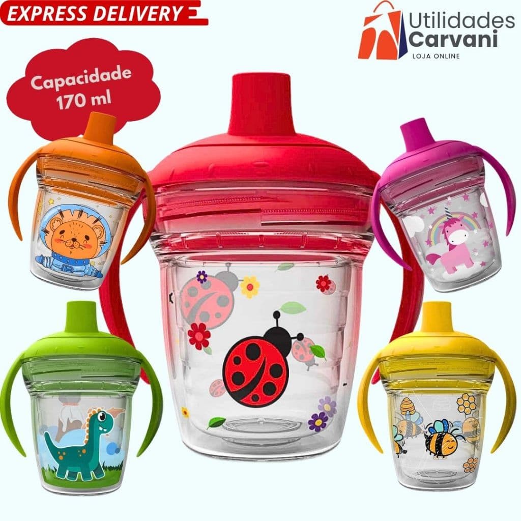 Copo Infantil de Transição 170ml com Alça – Seguro, Plástico Resistente e Cores Sortidas