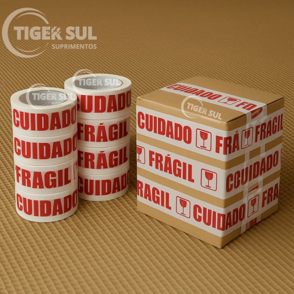 Kit 10 Fitas Adesivas "CUIDADO FRÁGIL" de Qualidade Superior - 48mm x 50 Metros