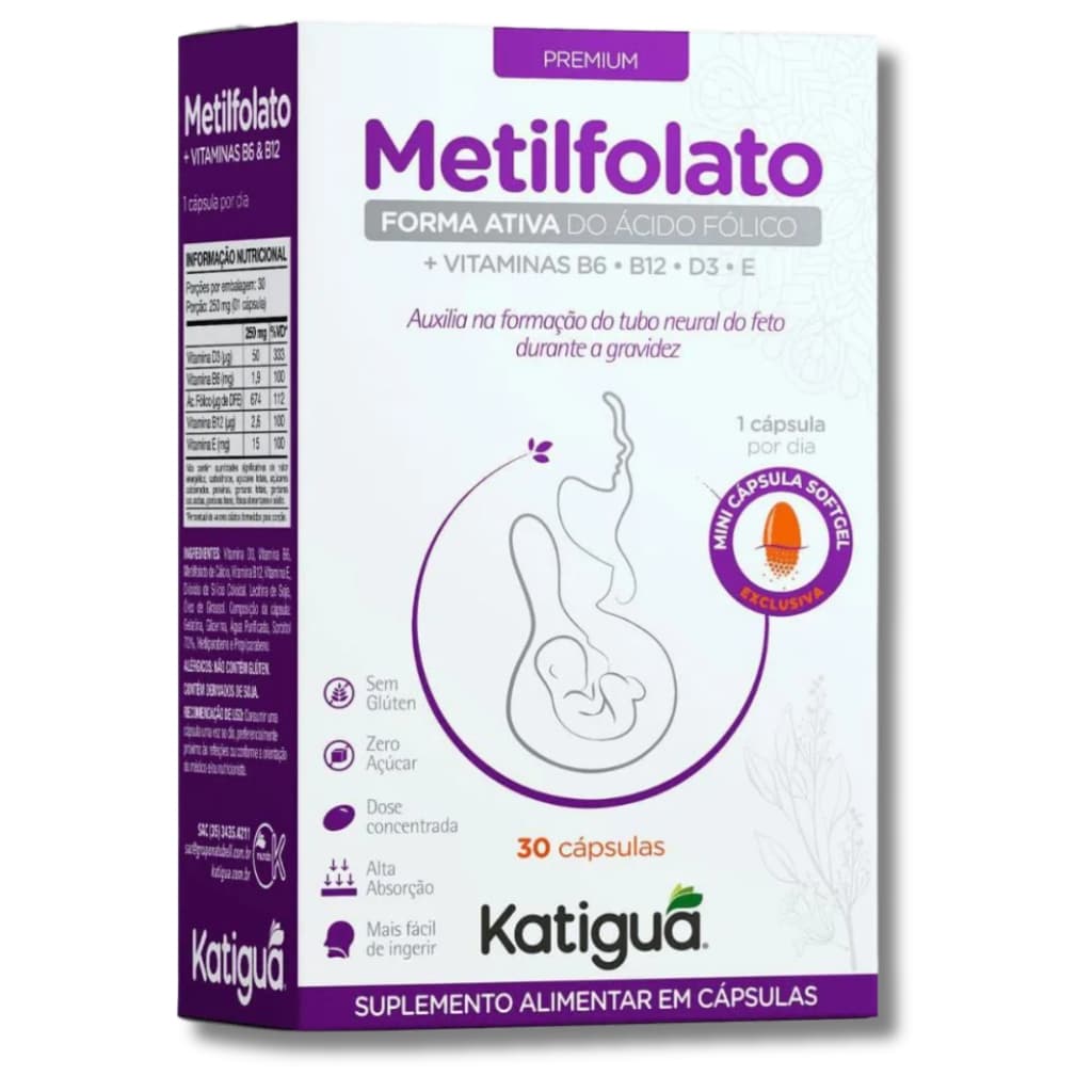 Suplemento Alimentar Metilfolato Kátigua 30 Cápsulas