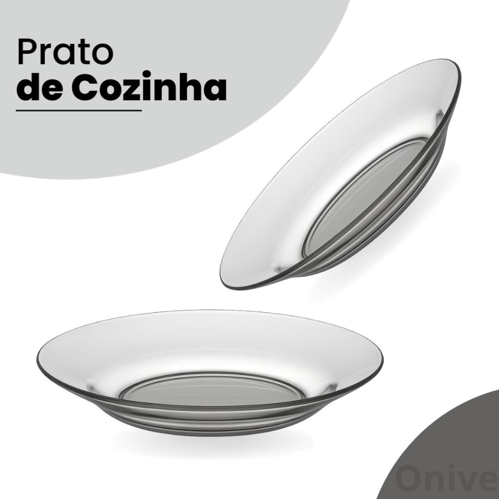 Conjunto De Até 12 Pratos Liso Fundo Transparente Resistente 22cm Kits 4, 8 ou 12 Unidades