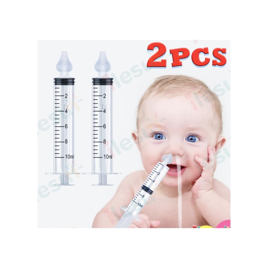 Kit com 1 ou 2 Seringas Lavador Nasal Infantil c/ Bico de Silicone Macio Higiene do Bebê Nariz Sugador Catarro