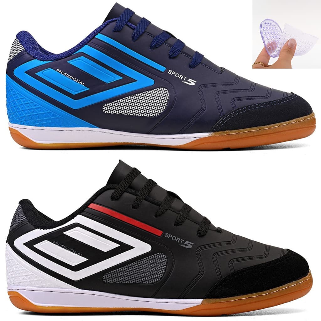 kit 2 pares Chuteira Salão Futsal +Palmilha Futebol quadra Feminina  masculina colada e costurada Leve maçia resistente