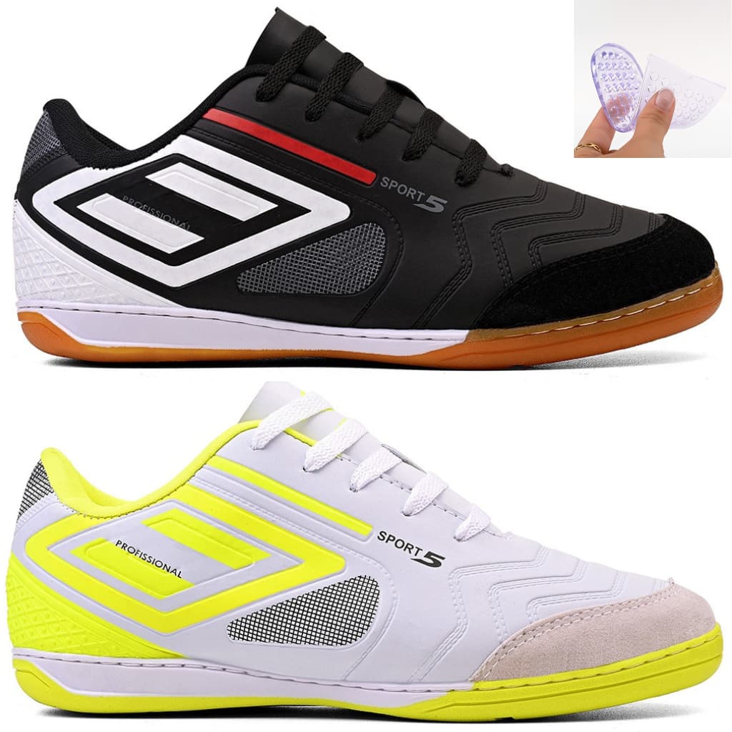 Kit 2 pares de chuteira futsal/salão+palmilha oferta colada e costurada envio imediato Infantil femenino e masculina