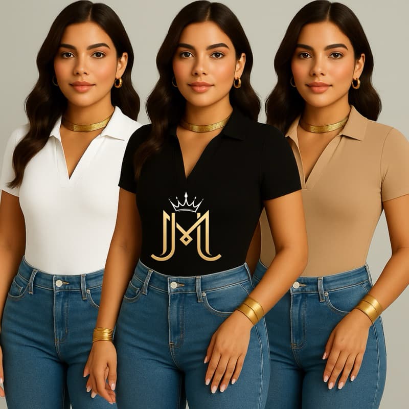 Kit 3 Bodies Femininos Body Polo Manga Curta Suplex Duplo Premium Conforto, Estilo e Versatilidade