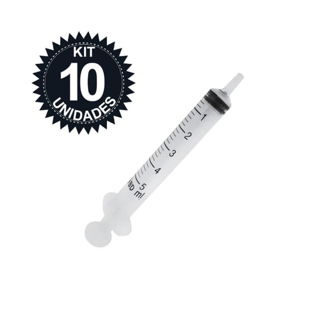 Kit C/10 Seringas Descartável S/ Agulha Bico Luer Slip 5ml