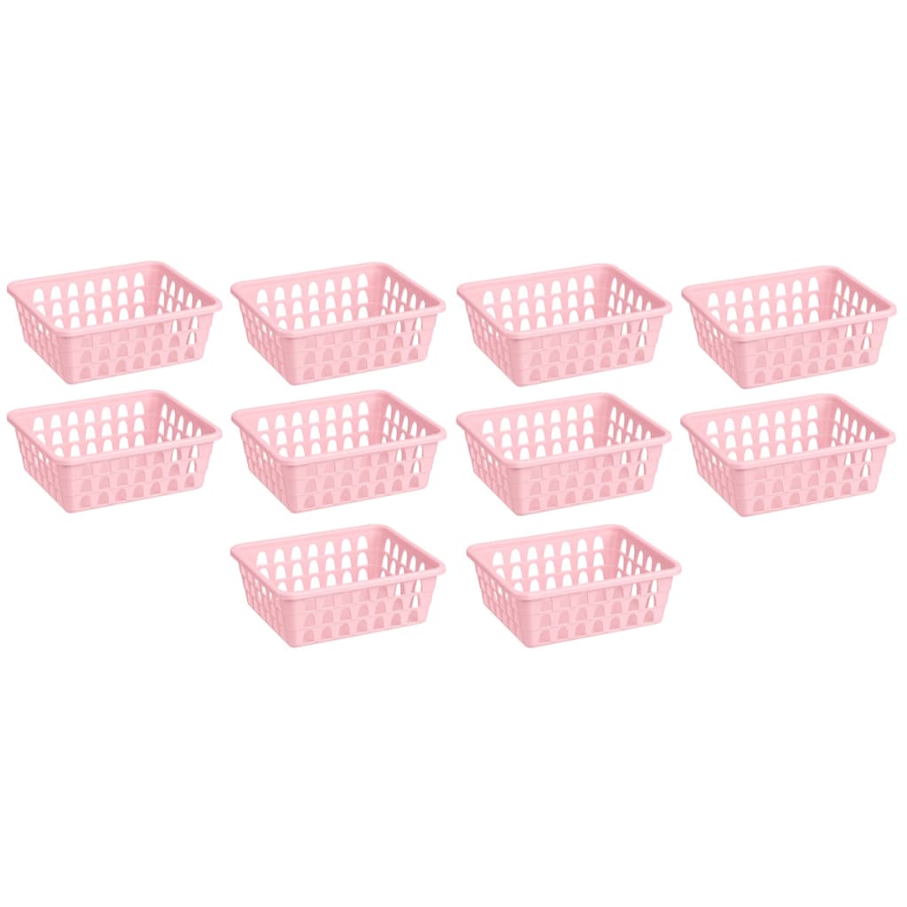 Kit 10 Cestos Organizador Multiuso Pequeno Medio Grande Gaveta Rosa