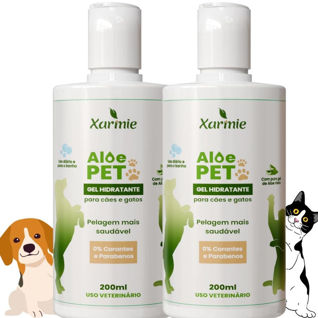 Kit Trate Dermatite e Coceira Cachorro Pets Gel de Babosa 200g - 2 unidades