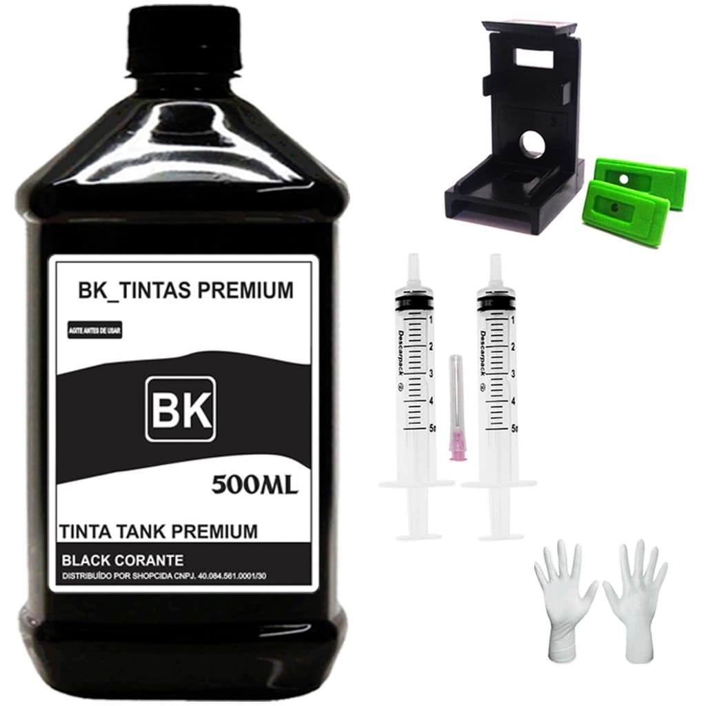 Kit 500ml Tinta Black Hp Compatível Impressora 2376 2776 6476 667 + Snap Fill