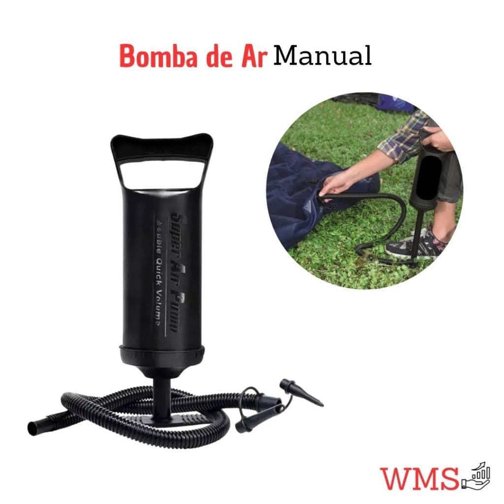 Bomba de Ar Manual Portátil para Piscina Boia e Colchão Inflável Cor Preta