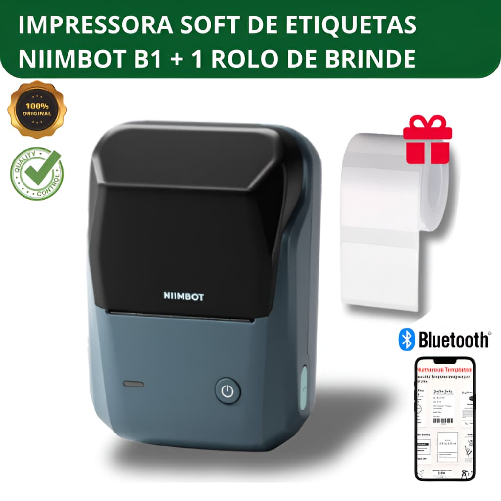 Impressora Etiquetas Niimbot B1 + 1 Rolo (pronta Entrega)