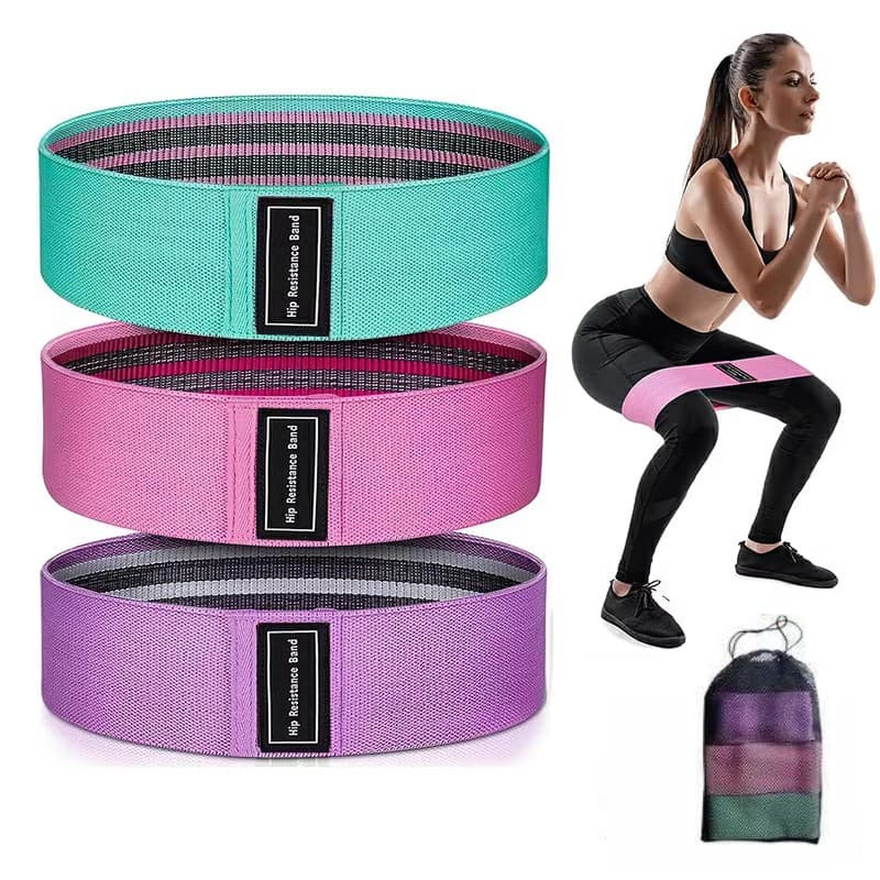 Kit 3 Bandas de Resistência - Antiderrapante, 3 Níveis - Para Glúto, Pernas, Exercícios em Casa