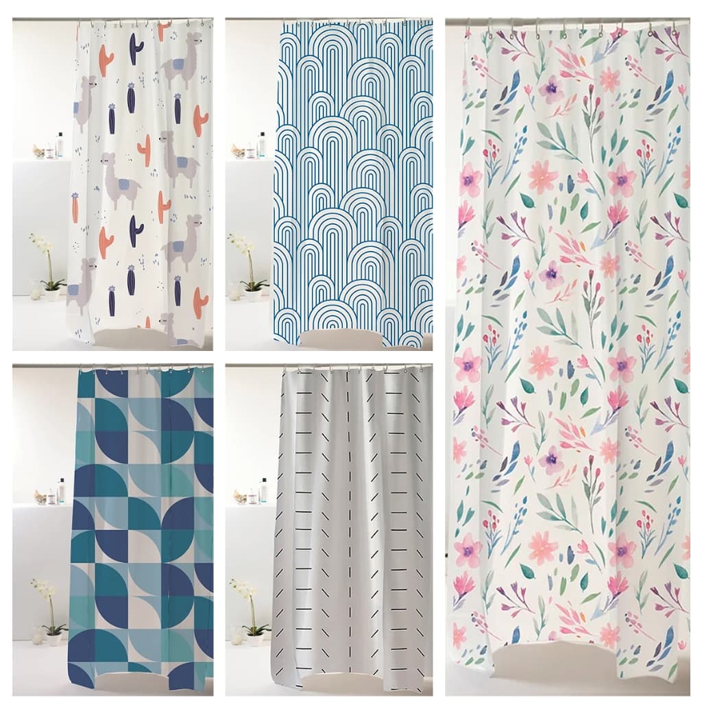 Cortina Box Banheiro Poliéster 198x180cm C/ Ganchos - Uzoo