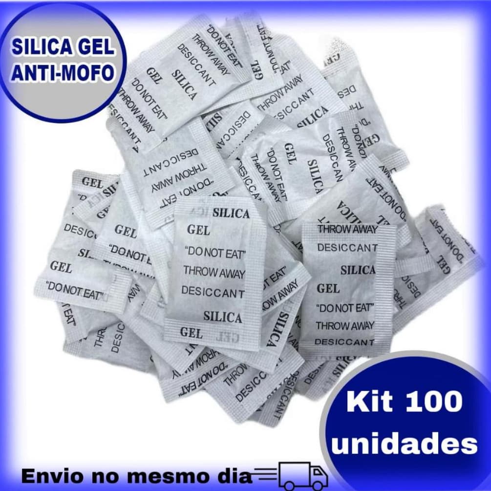 Sílica Gel Sache 100 Unidades 1g ORIGINAL Dessecante Anti Mofo Umidade Anti Embaçante Envio 24 Horas