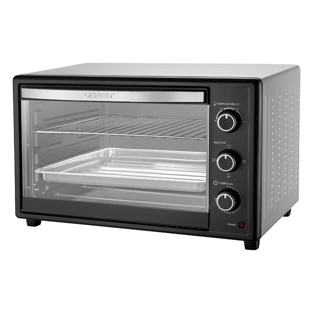 Forno Elétrico 66 Litros com Timer e Controle de Temperatura Preto Branco Best