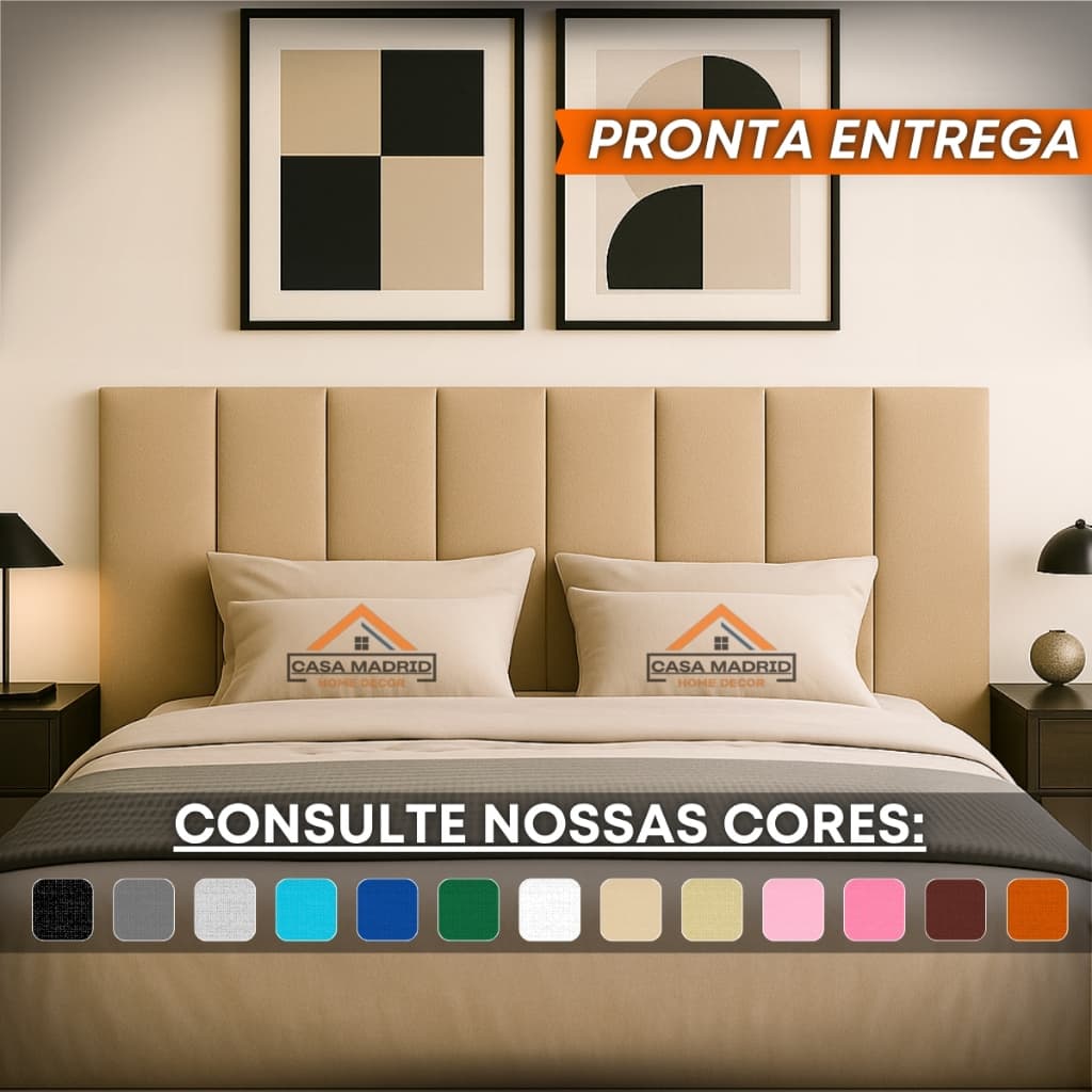 Cabeceira Modulada Completa 60x20 | Estofada Adesiva Cama Solteiro Casal Queen King - Pronta Entrega