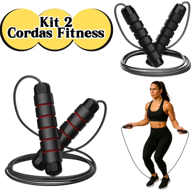 Kit 2 ou 1 Corda de Pular Crossfit Profissional 3M Profissional Crossfit Treino Rolamento Ajustável