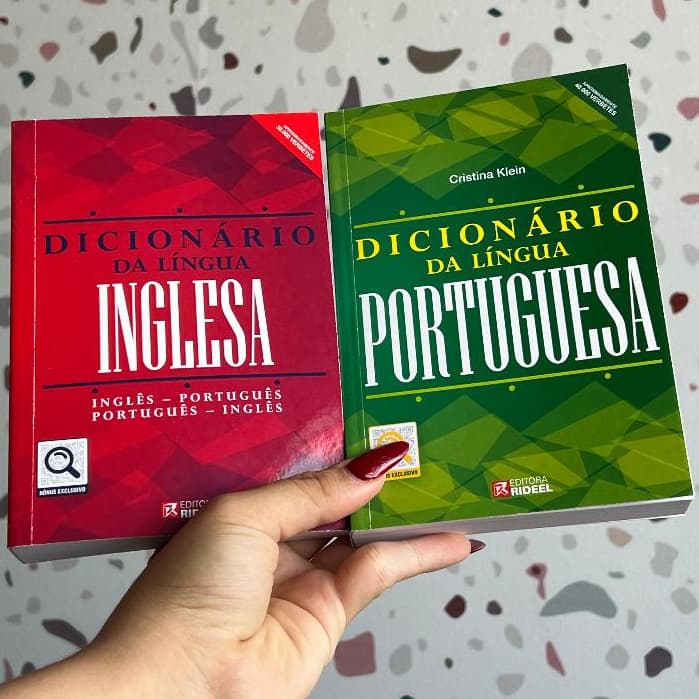 Kit 2 Dicionário Médio Português e Inglês 560 Páginas Editora Rideel Capa Flexível