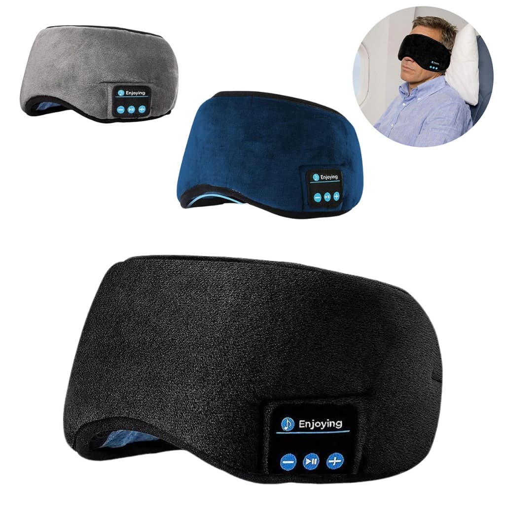 Tapa Olho Máscara Dormir Fone Ouvido Bluetooth 4.2 Som Estéreo Confortável Algodão