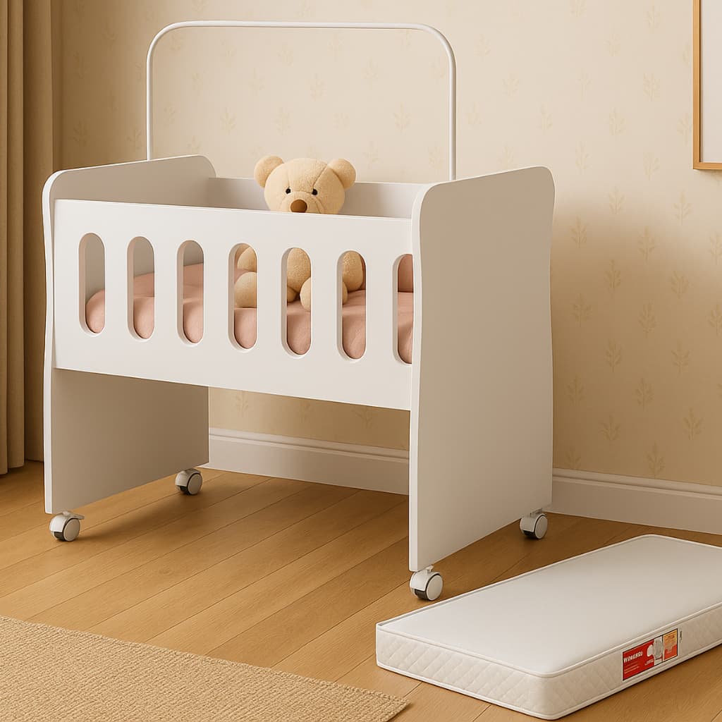 Mini Berço Badside 2x 1 colchao Trocador para Quarto de Bebê Compacto e Portátil para Recém Nascido