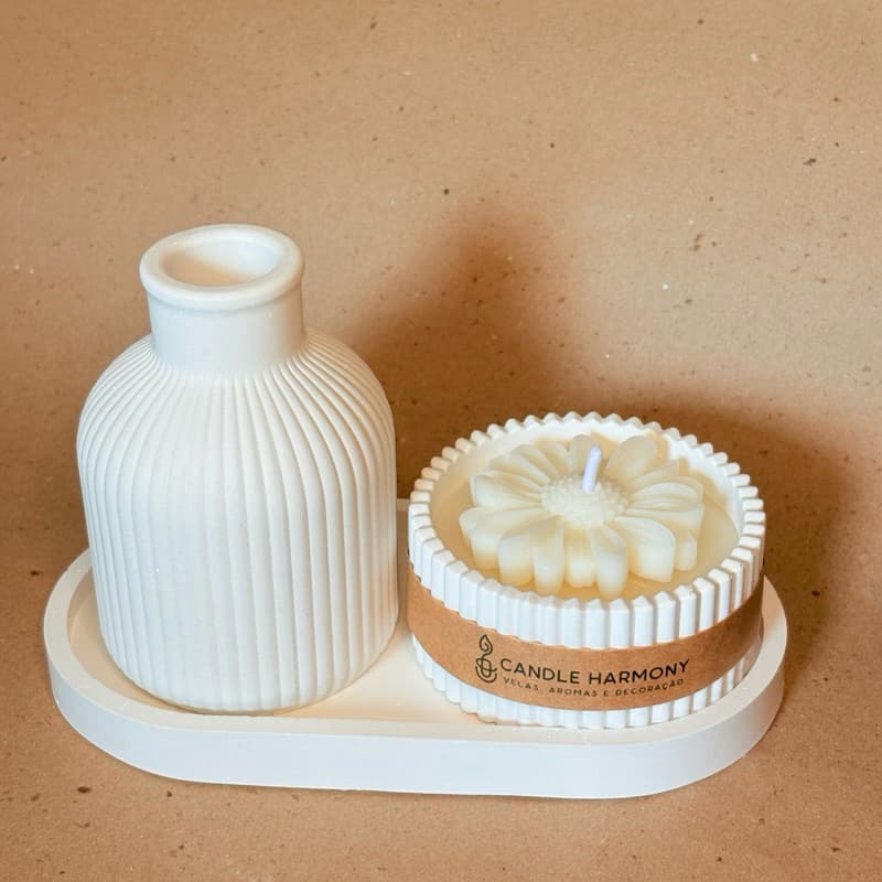 Vela Aromática Artesanal Margarida - Base em Gesso